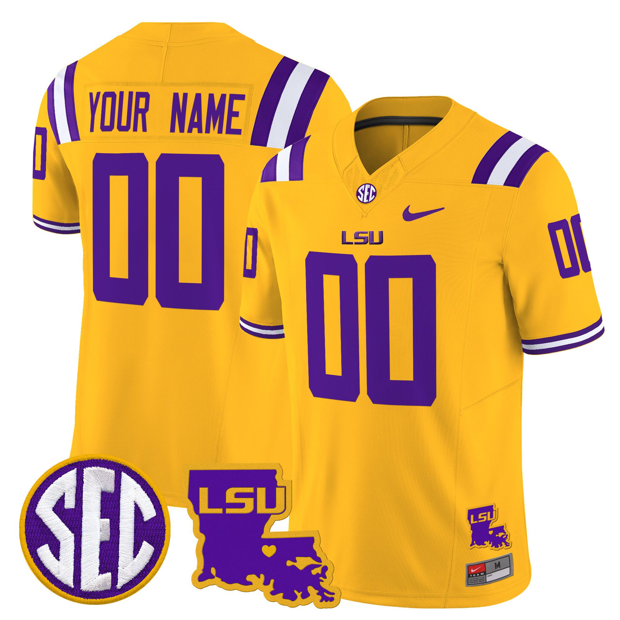 Men LSU Tigers Yellow 2024 Nike Louisiana Patch Vapor Limited Custom NCAA Jersey